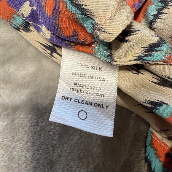 Rory Beca Romper Aztec Ikat Boho Festival Multicolor Boho V Neck 100% Silk Sz S - Picture 7 of 7